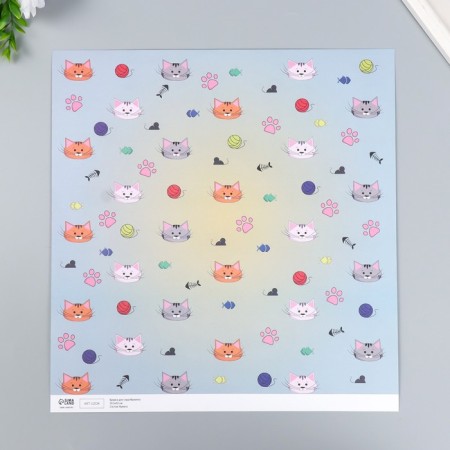 Scrapbooking paper bilateral "cats" density 180 g 30.5x32 cm-2