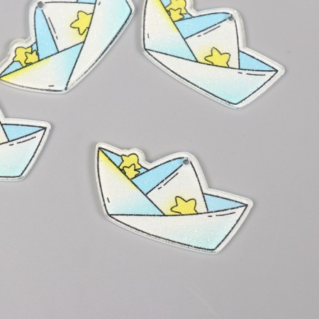 Decor for the work of acrylic bilateral "paper boat" shine 3.4x2.9x0.2 cm