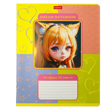 Notebook 24l Kl girl anime, region charts, rounded angles, bl 65 g/m2, mix-5