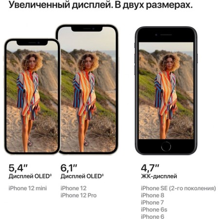 Smartphone Apple A2403 iPhone 12 128GB 4GB Violet Monoblok 3G 1SIM 6.1 "1170x2532 iOS 15 12MPIX-3