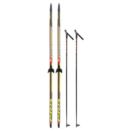 Ski kit: plastic skis 195 cm without notches, fiberglass sticks 155 cm, NN75 mm fasteners, Mix color-10