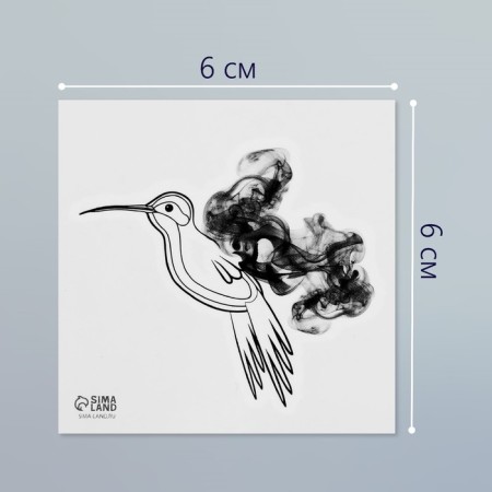 Black Black Tattoo “Black. Hummingbirds” 6x6 cm-1