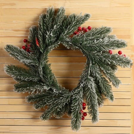 New Year's wreath d- 33 cm "Cozy fairy tale" branches in the snow berries-2