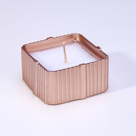 Candle "Square" in a candlestick with narrow faces of gypsum, 7.5x3.5cm, champagne-1
