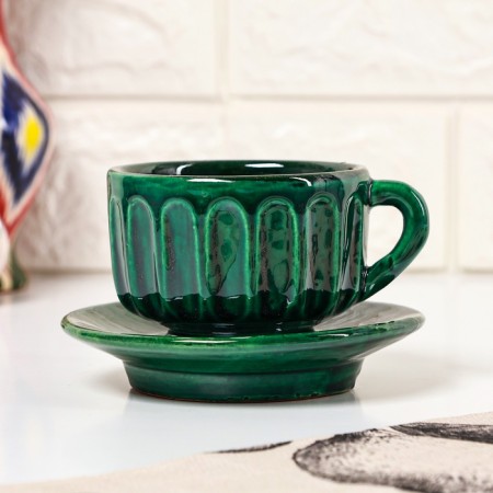 Tea couple Rishtan ceramics, 200 ml, green-1