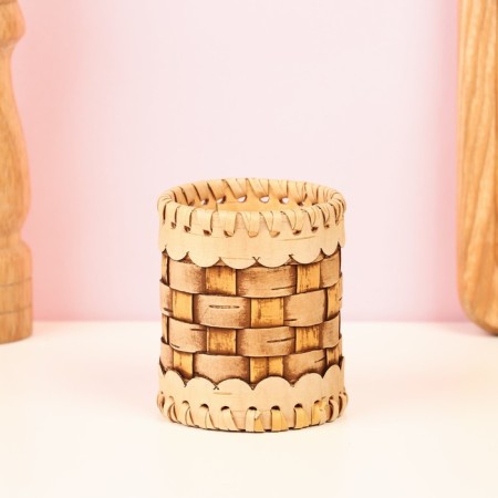 TUES "velor", woven, 6x6x9 cm, birch bark-1