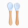 Set of children's cutlery, fork and spoon, blue color