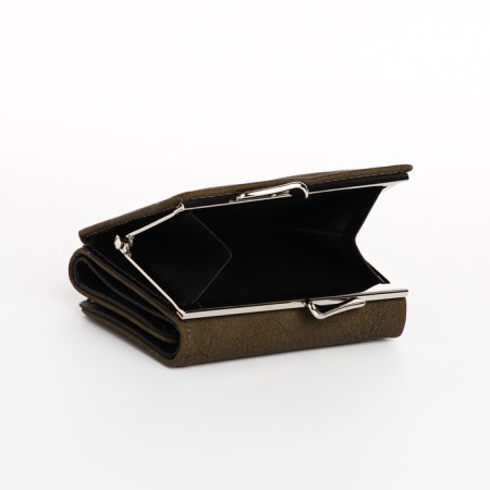 Women's wallet on the button, khaki color-4