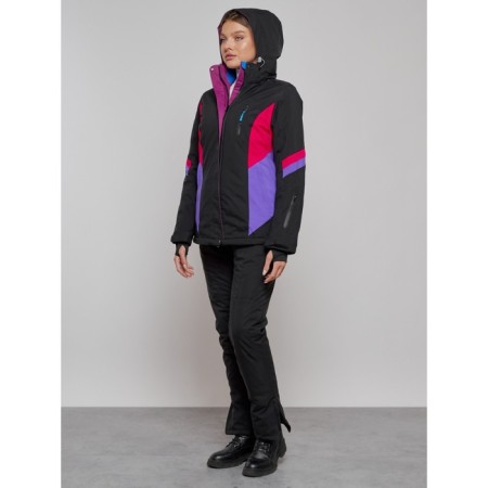 Ski jacket female winter, size 50, black color-6