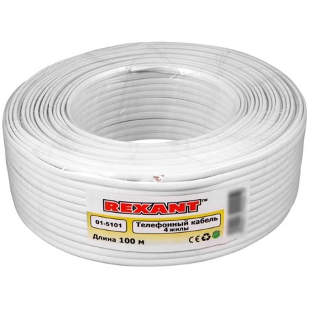 Bay Cable Telephone Shtlp 4 Cu Cu, White, 100m Rexant-1
