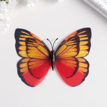 Magnet plastic under the fabric "butterflies double wings, shine" mix 12x9.5 cm-3