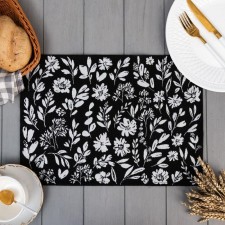 Ethel napkin Flowers Black 30x45 cm View 1, 100% PE, 370 g/m2