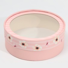 Box for Makarun, confectionery packaging tube with a window, “Flowers” ​​16 x 16 x 5 cm