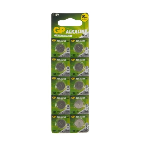 Alkalin battery GP, LR55 (G8, V8GA, LR1120, 191) -10BL, 1.5V, blister, 10 pcs.
