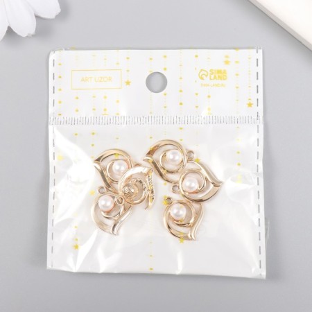 Decor for creativity metal, plastic "curl with a bead" 1.7x1.8 cm-3