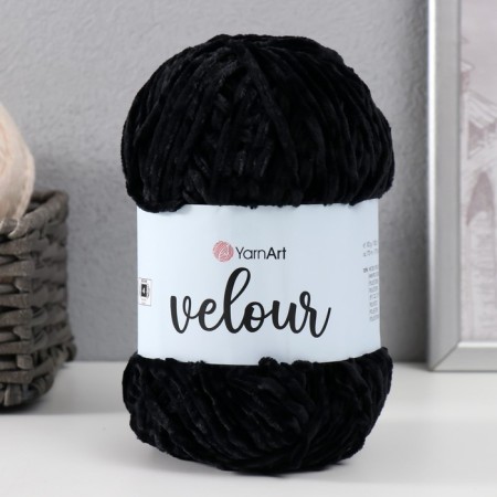 Yarn "Velour" 100% micropoliester 170m/100g (842 black)-4