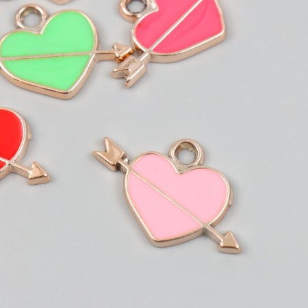 Decor for creativity Plastic for metal "Heart with an arrow" Mix set 6 pcs 0.2x3.4x2.2 cm-1
