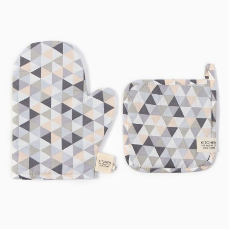 Set of kitchen. Ethel "Triangles": mittens 20x28 cm, take 19x19 cm, 80% HL, 20% PE-1