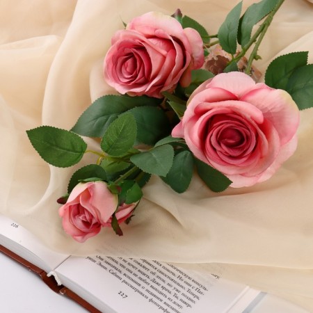 Artificial flowers "rose luxury" 9x63 cm, pink