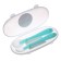 A set of silicone spoons for feeding, 2 pcs., In a container, the color is turquoise