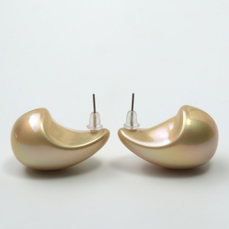 Earrings plastic "drop" smooth max, beige color-3