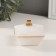 Casket glass "Flash" white with gold 7.5x7.5x6 cm