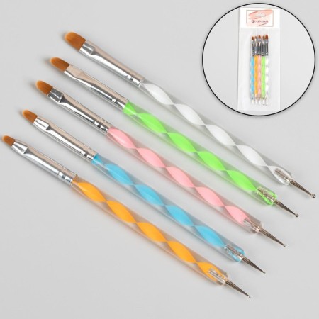 A set of dots for building and nail design, 5 pcs, 15 cm, D - 0.1/0.2/0.2/0.3/0.4 cm, multi -colored