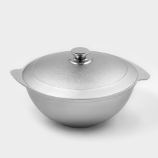 Cauldron for pilaf, 3.5 l, aluminum cover, cast pens, silver color