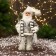 Santa Claus "in a striped scarf and with a flashlight" 30 cm, gray-white