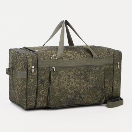 Road bag on lightning, 3 outer pockets, long belt, khaki color