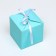 The box is folding, square, blue, 8 x 8 x 8 cm,