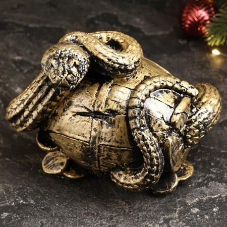 Piggy bank "Snake with a barrel" Small gold, 14x19x12cm