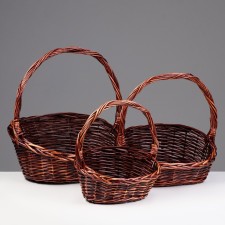 A set of wicker baskets, 3 pcs, 38x30x9/17, 25x20x7/12 cm, dark, willow