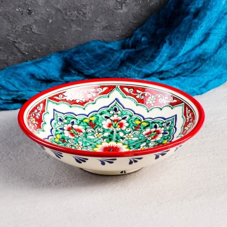 Buditsa Rishtan ceramics "Patterns", 23 cm, red