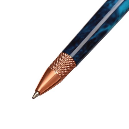 Gift handle, ball "Venzura" in the leatherette case, rotary, Blue marble body with gold-3