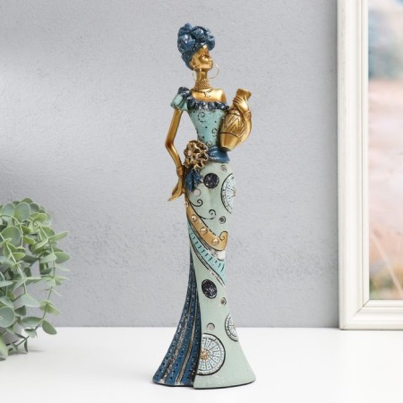 Polystone souvenir "Girl with a jug" blue-blue 9.5x6.5x33 cm-3