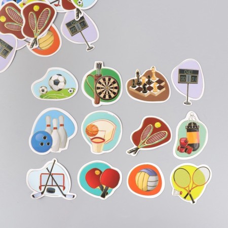 Stickers for creativity "Sports hobbies" embossing silver set 48 pcs 9x7x0.8 cm-1