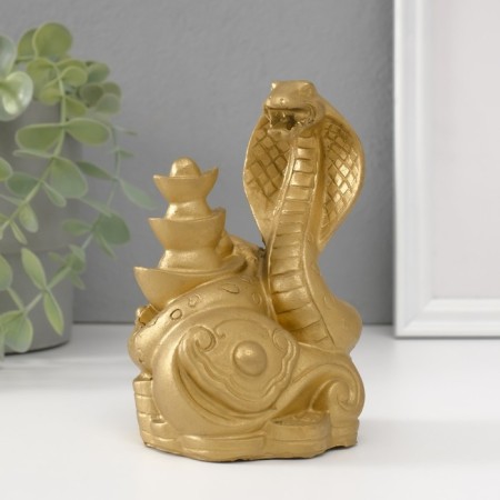 NECKE Polystone "Cobra with gold ingots" 8x8.7x13.5 cm