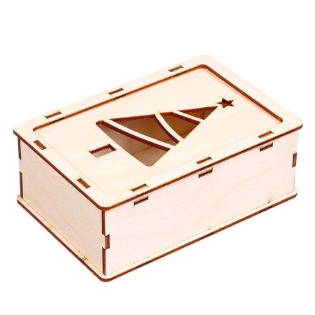 The workpiece for creativity "Casket with a drawer. Christmas tree "-1