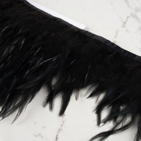 Braid with feathers of a rooster, 10-15 cm, 5 ± 0.5 m, black color-1