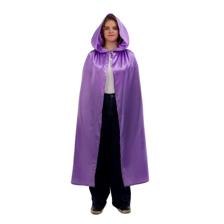 Adult carnival cloak, atlas, purple color, length 120 cm