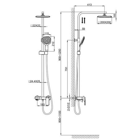 The shower system D&K BERLIN HUMBOLDT DA1433712A02, Tropical Shower, Lake, Chrome/Green-1