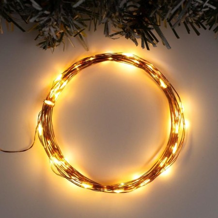 Garland "thread" 5 m Rosa, IP20, copper thread, 50 LED, warm white glow, USB