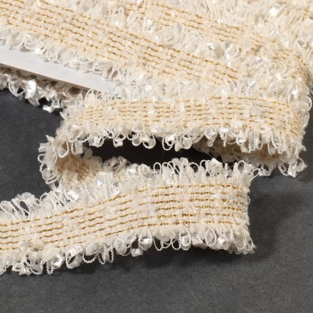 Decorative braid “Twydal”, bilateral, 30 mm, 5 ± 0.5 m, beige color-1