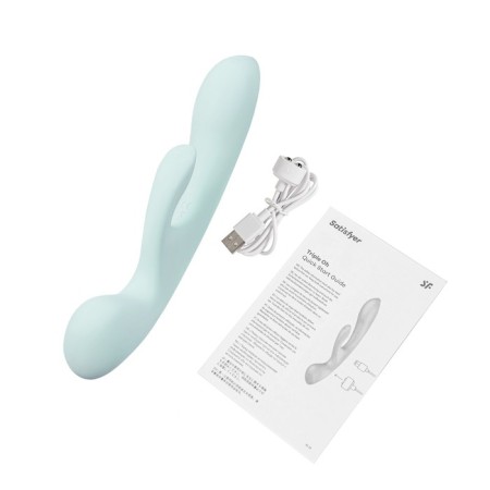 Unrealistic vibrator Satiffyer Triple OH, 24 cm, silicone, blue color-15
