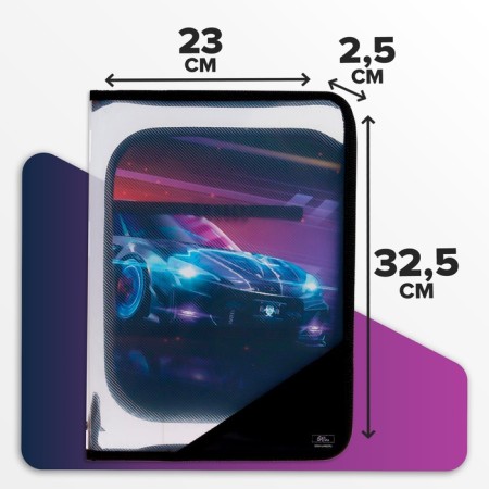 Labor folder A4, 325 x 230 x 25 mm, lightning around, hinged bar, plastic, PTR-1, calligrata "car"-1
