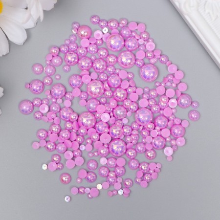 Decor for creativity plastic "Half of beads. Lilac mother of pearl" d = 3-10 mm, set 10 grams