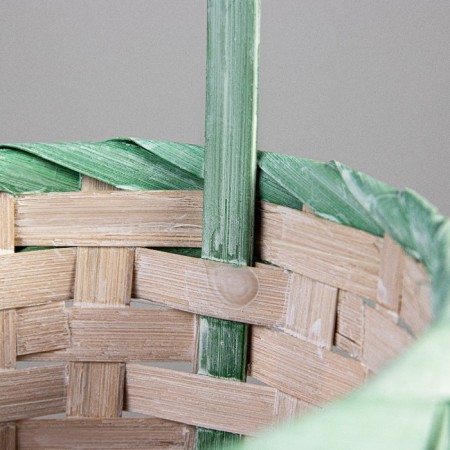 Wicker basket (bamboo), 17 x 9 x 30cm, white-green-1