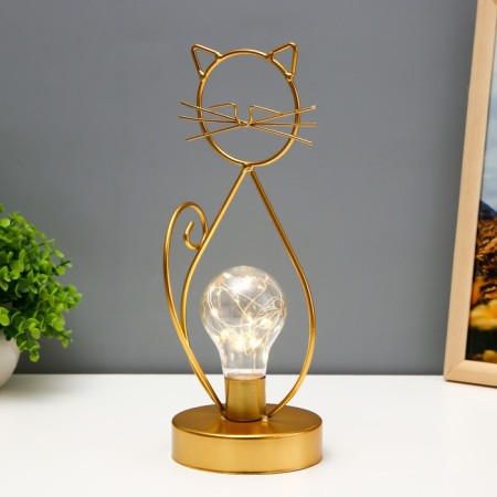 Night -night "cat" LED from batteries 3haa gold 11x11x28 cm Risalux