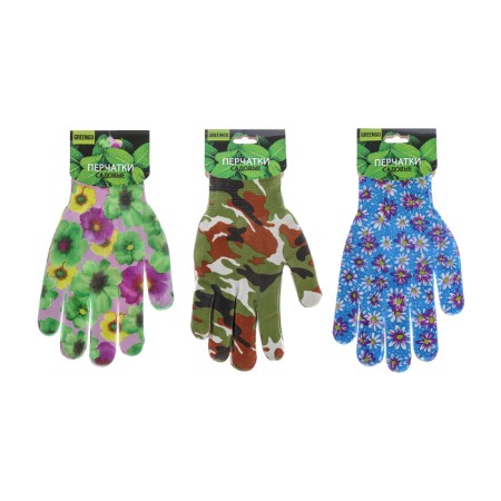 Garden, nylon gloves, without coating, size 9, color mix, Greengo-2